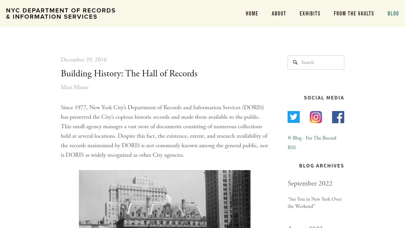 Building History: The Hall of Records - NYC Department of Records ...
